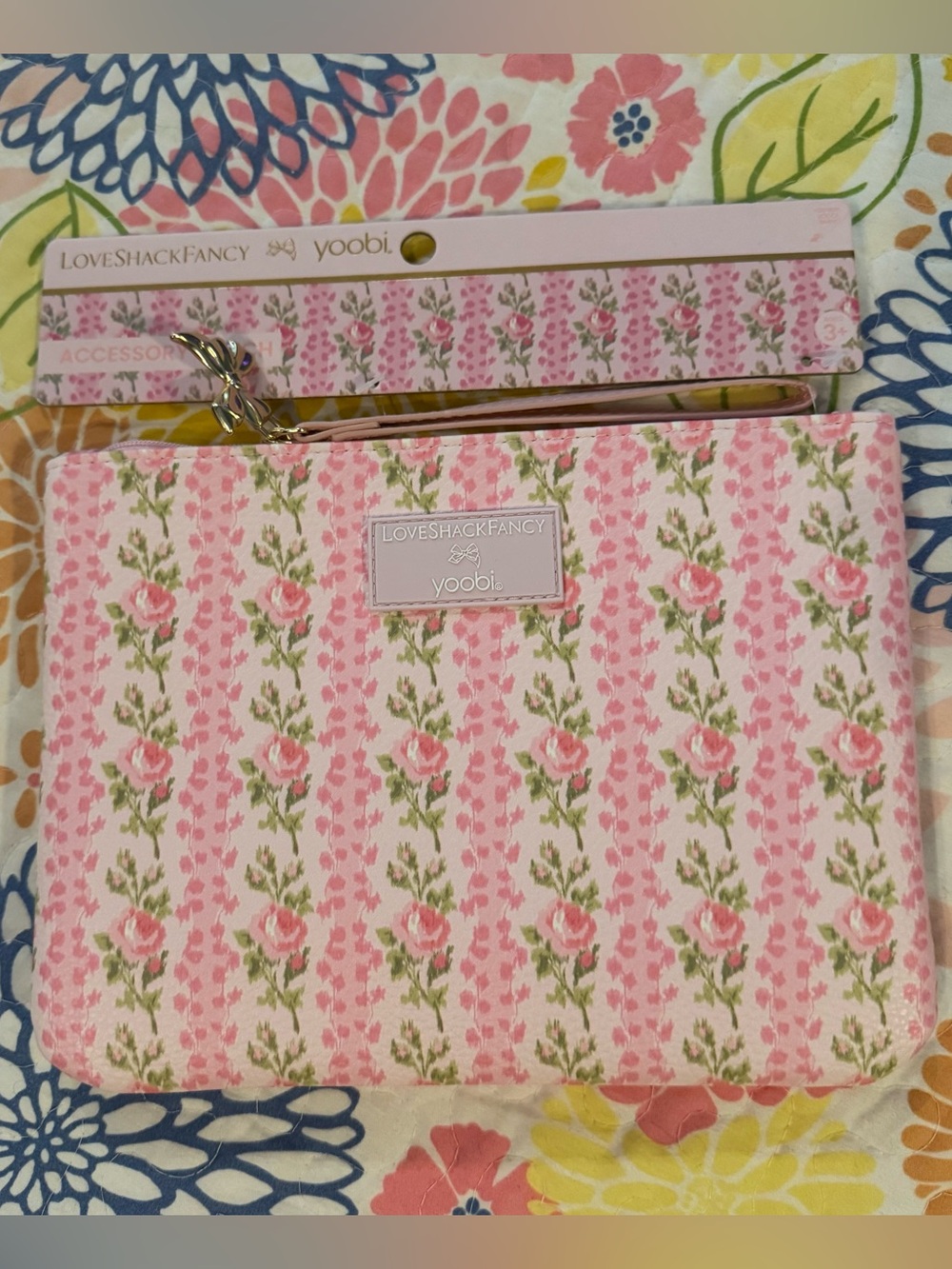 NWT LoveShackFancy x Target Yoobi Heirloom Flat Zip Pencil Strawberry Macaroon